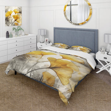 Palm Tropical Ginkgo Artwork III - Duvet Cover Set